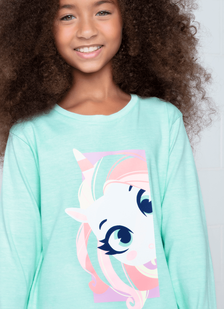 Camiseta-Manga-Longa-Algodao-Menina-Unicornio-Shine