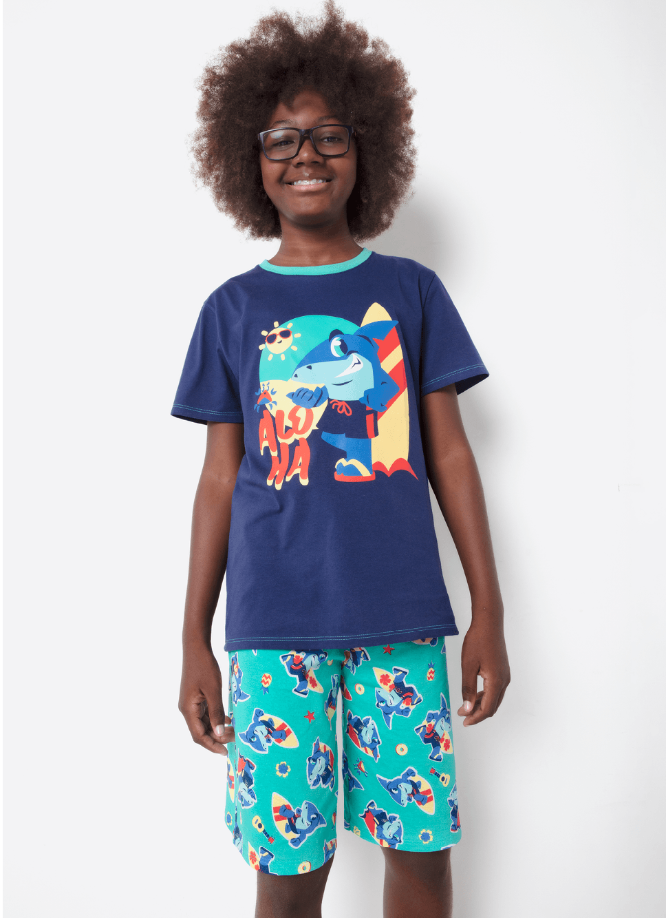 Pijama-Manga-Curta-Algodao-Menino-Teen-Tubarao-Aloha