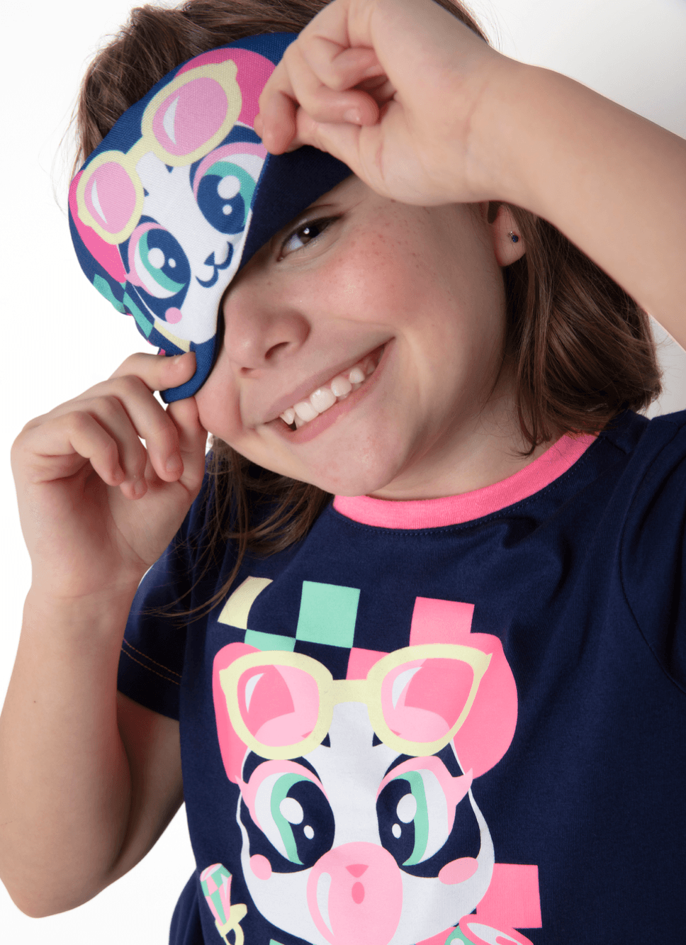Pijama-Manga-Curta-Algodao-Menina-Panda-Miami