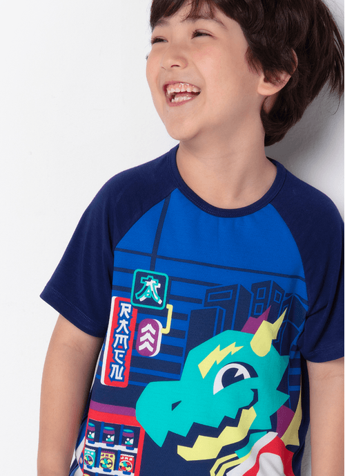 Pijama Manga Curta Viscolycra Menino Dragão Street
