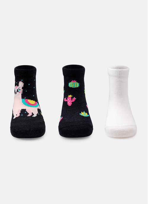 Kit com 3 meias Bebê Menina Lhama