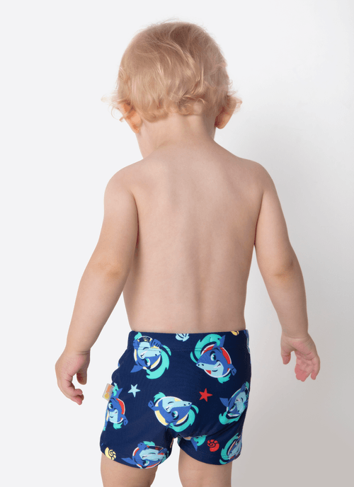 Sunga Boxer Bebê Menino Tubarão Aloha