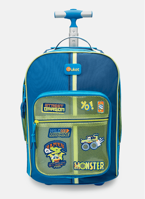 Mochila com Rodinha Color Block Azul