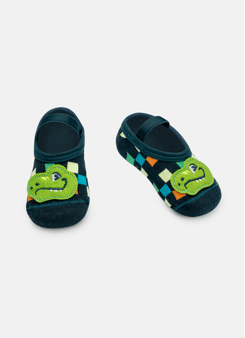 Meia Sapatilha Bebê Menino Aplique Dino Miami