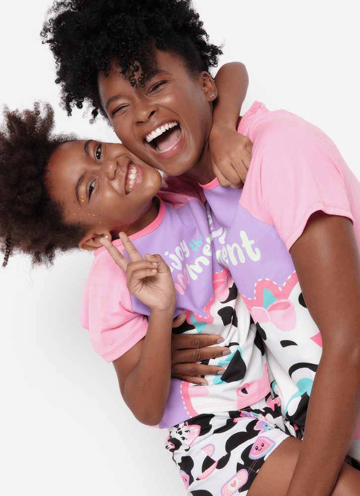 Pijama-Manga-Curta-Viscolycra-Feminino-Vaca-Patches