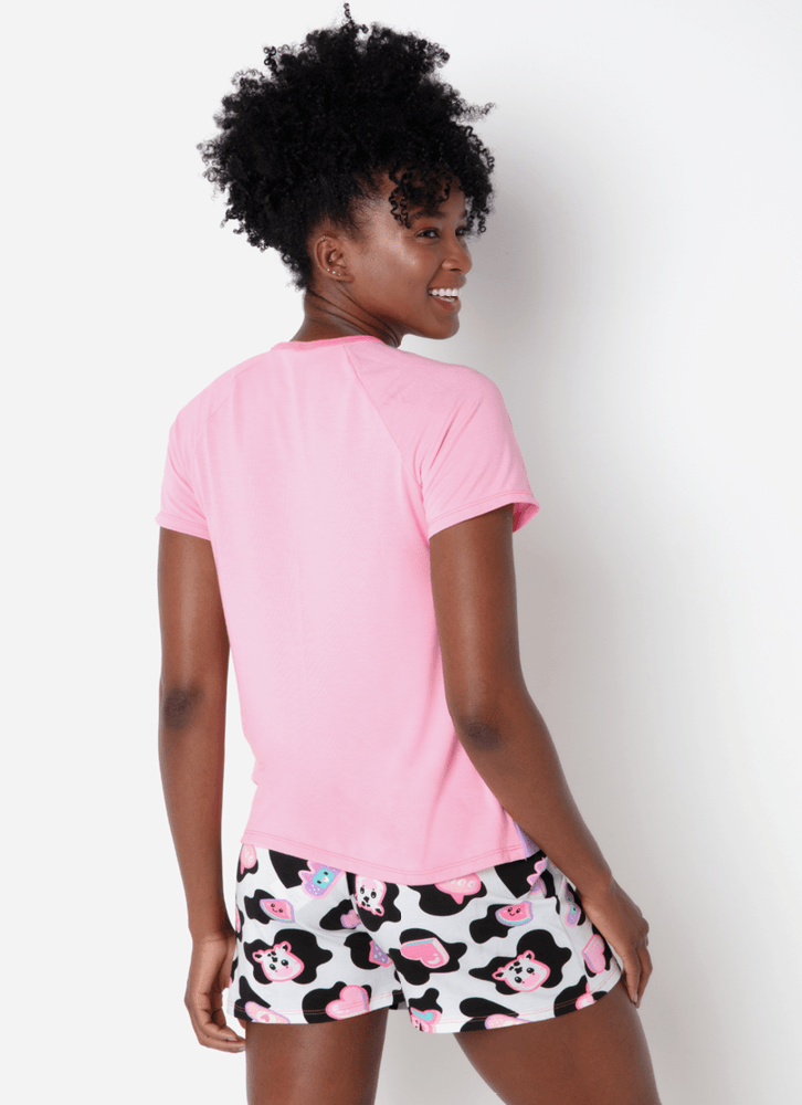 Pijama-Manga-Curta-Viscolycra-Feminino-Vaca-Patches