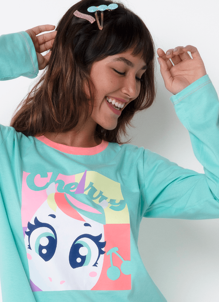 Pijama-Manga-Longa-Algodao-Feminino-Unicornio-Cherry