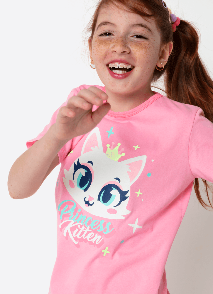 Pijama-Manga-Curta-Algodao-Menina-Teen-Gata-Romantica