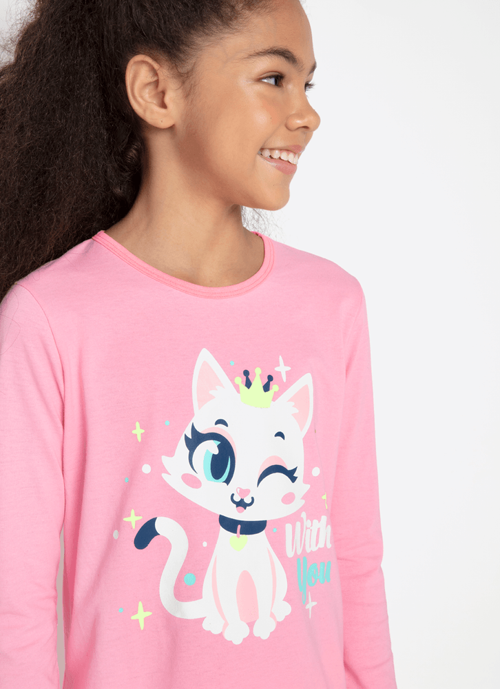 Pijama-Manga-Longa-Algodao-Menina-Teen-Gata-Romantica