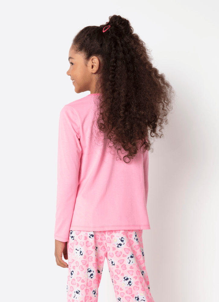 Pijama-Manga-Longa-Algodao-Menina-Teen-Gata-Romantica