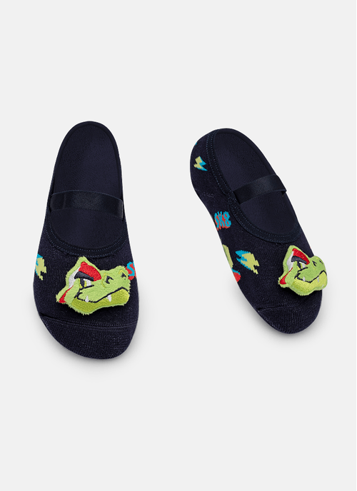 Meia Sapatilha Antiderrapante Menino Dinossauro Skate com LED