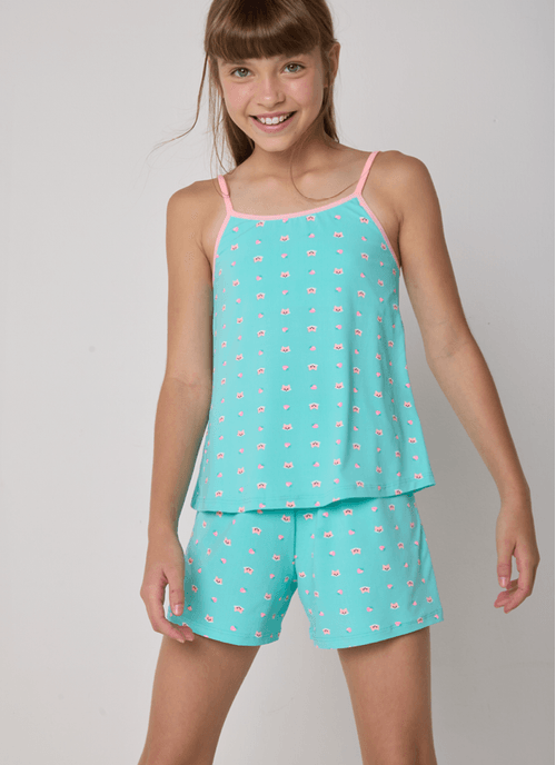 Pijama Regata Microfibra Menina Teen Raposa Confeiteira