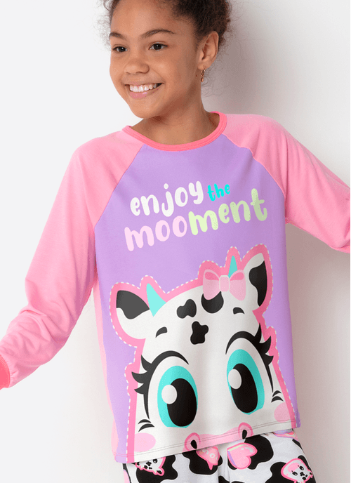 Pijama Manga Longa Viscolycra Menina Teen Vaca Patches
