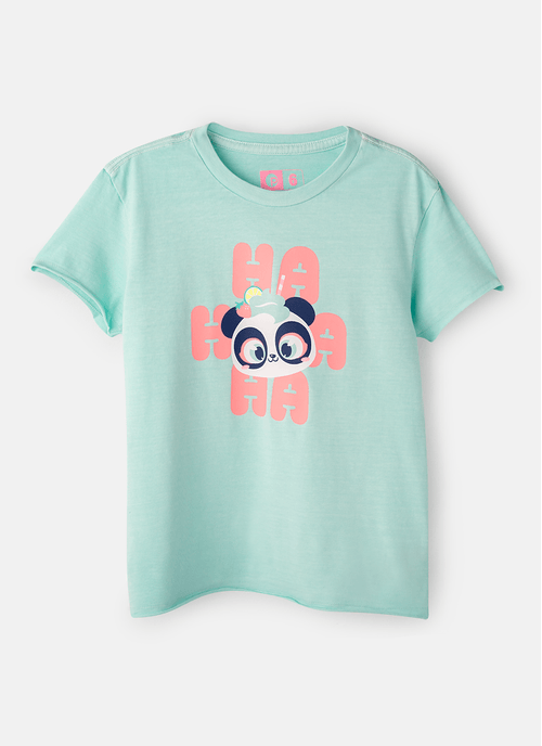 Camiseta Manga Curta Algodão Menina Panda Shake