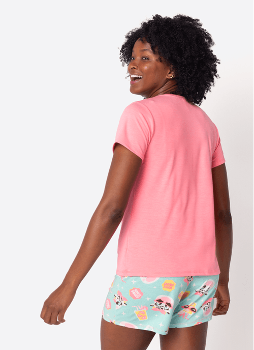 Pijama Manga Curta Viscolycra Feminino Vaca Summer
