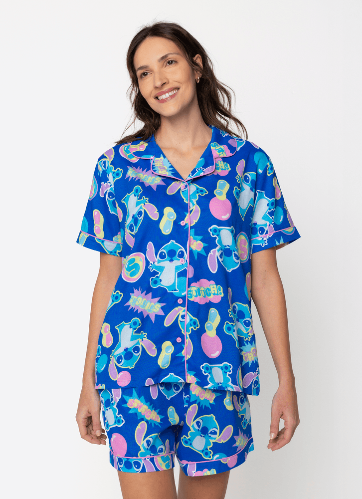 Pijama-Manga-Curta-Viscose-Feminino-Stitch