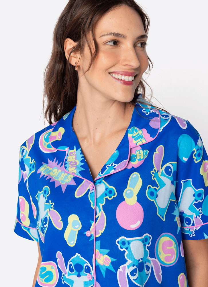 Pijama-Manga-Curta-Viscose-Feminino-Stitch