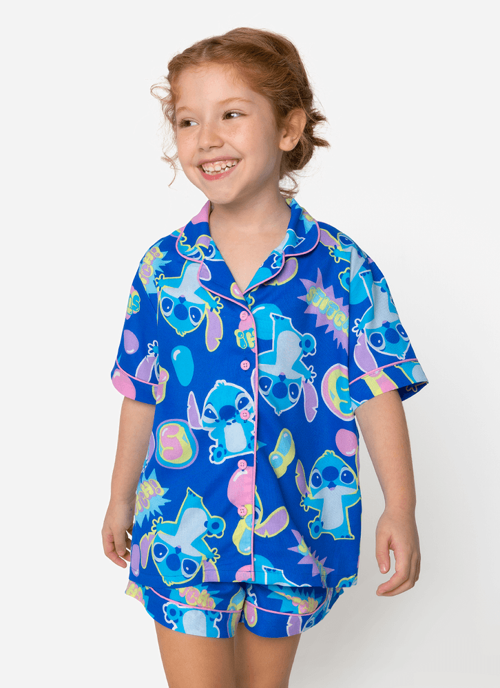 Pijama-Manga-Curta-Viscose-Menina-Stitch