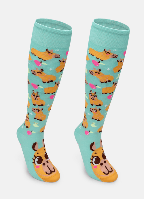 Meia Cano 3/4 Feminina Capivara Vibes