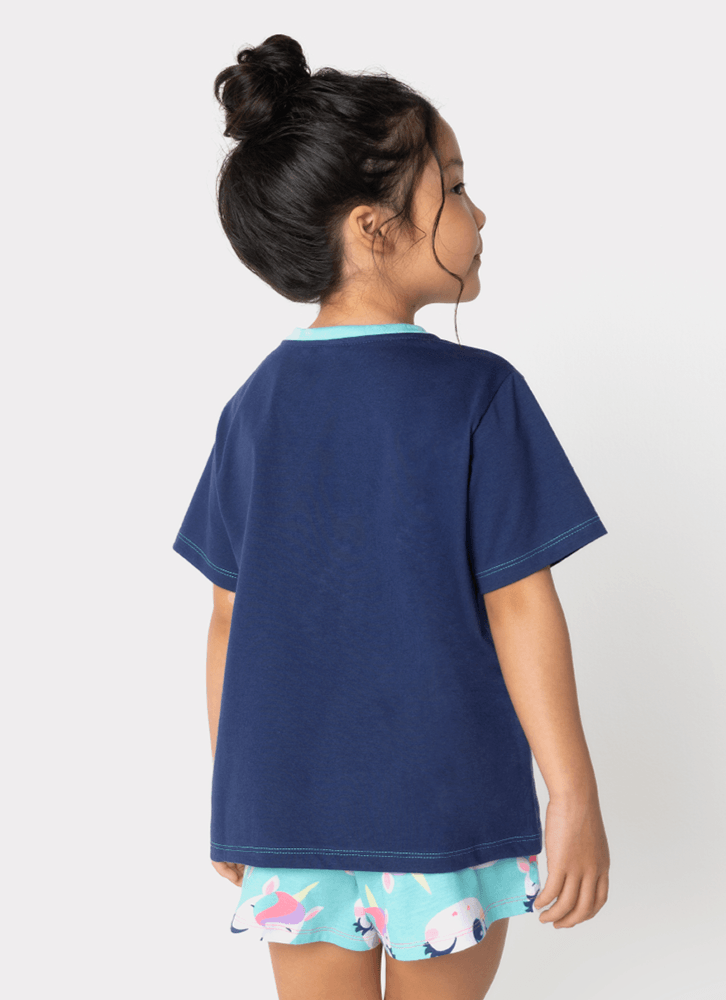 Pijama-Manga-Curta-Algodao-Menina-Unicornio