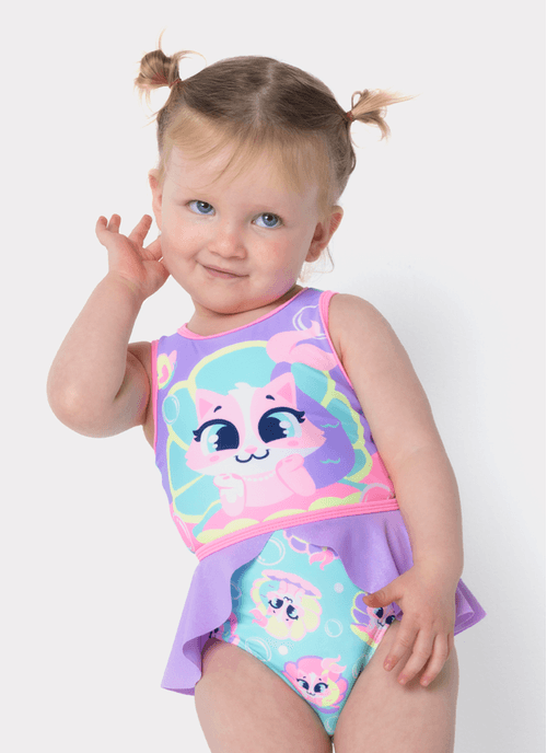 Maio Com Proteção Solar Bebê Menina Gata Sereia