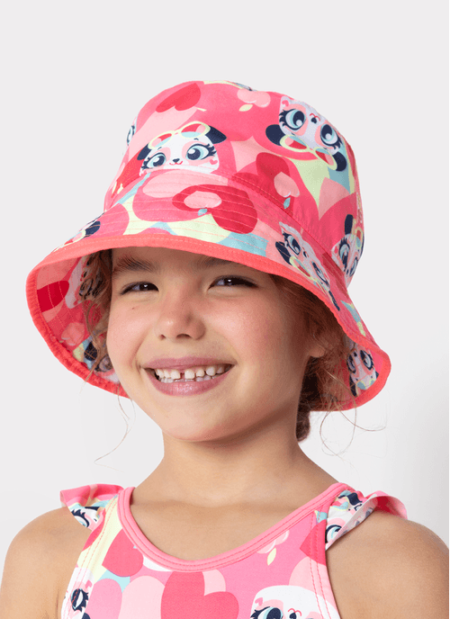 Chapéu Bucket Menina Panda Romântico