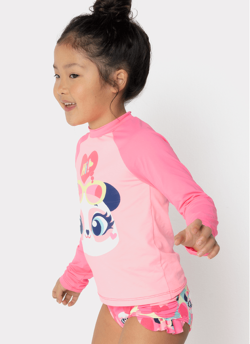 Conjunto Camiseta e Calcinha Menina Panda Romântico