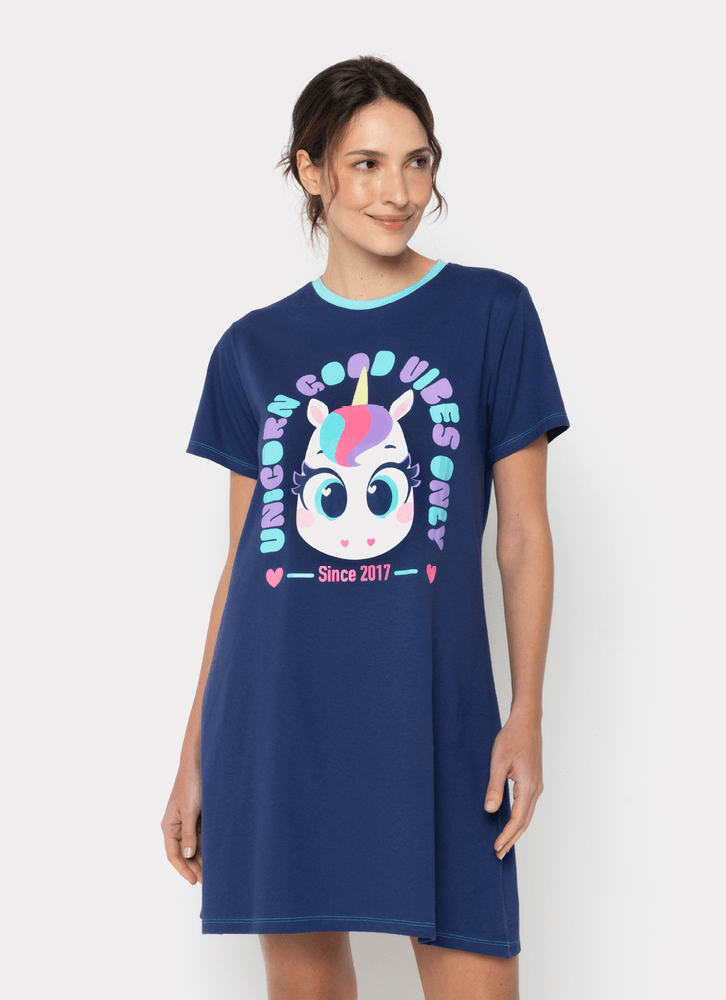 Camisola-Manga-Curta-Algodao-Feminina-Unicornio