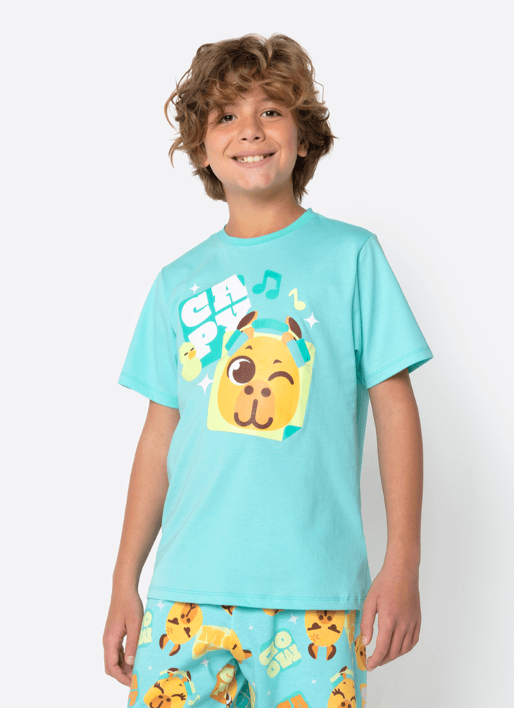 Pijama-Manga-Curta-Algodao-Menino-Teen-Capy-Bora