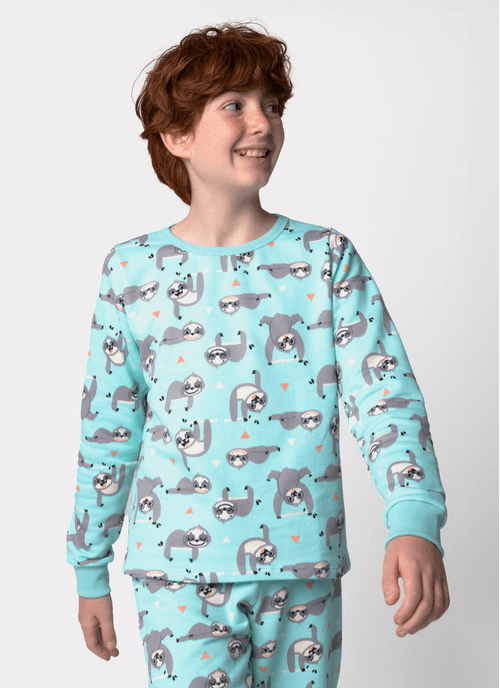 Pijama Manga Longa Algodão Menino Preguiça