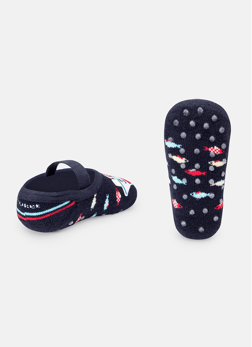 Meia Sapatilha Bebê Menino Antiderrapante Barco