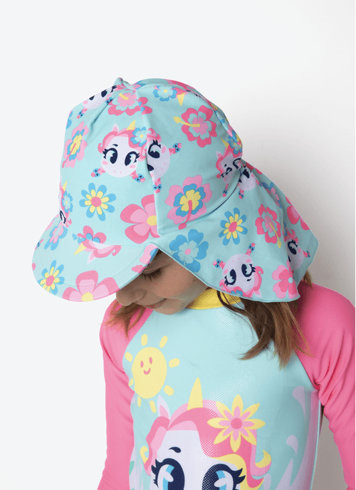 Chapéu com Proteção Solar Menina Unicórnio Aloha