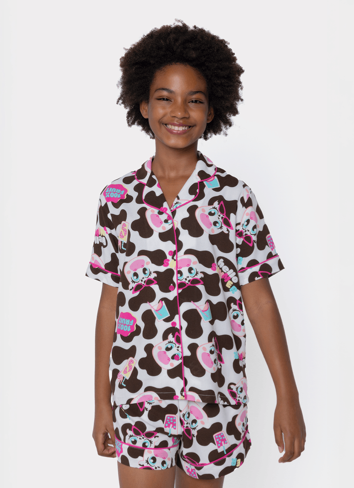 Pijama-Manga-Curta-Viscose-Menina-Teen-Vaca-Summer