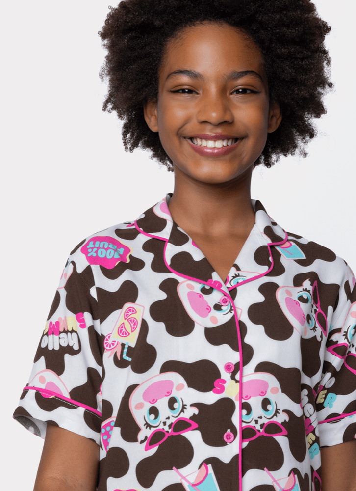 Pijama-Manga-Curta-Viscose-Menina-Teen-Vaca-Summer