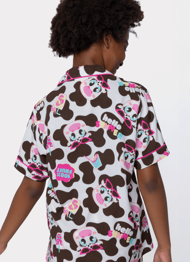 Pijama-Manga-Curta-Viscose-Menina-Teen-Vaca-Summer