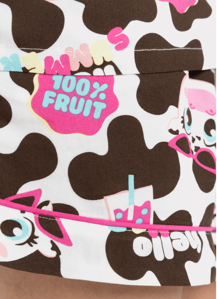 Pijama-Manga-Curta-Viscose-Feminino-Vaca-Summer