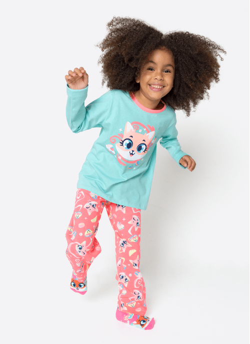 Pijama Manga Longa Algodão Menina Raposa Confeiteira