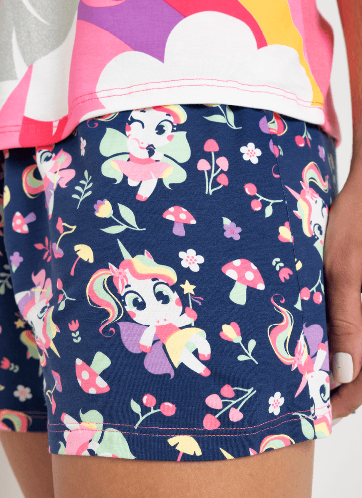 Pijama-Manga-Curta-Feminino-Estampado-Unicornio-Encantado