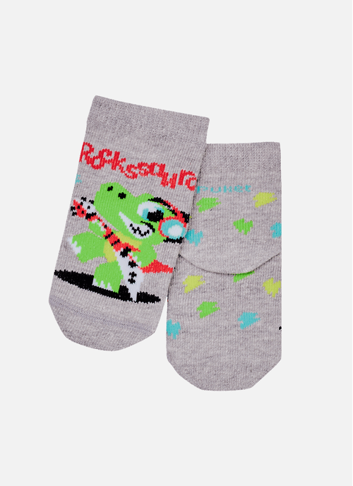 Meia Soquete Bebê Menino Dino Roqueiro