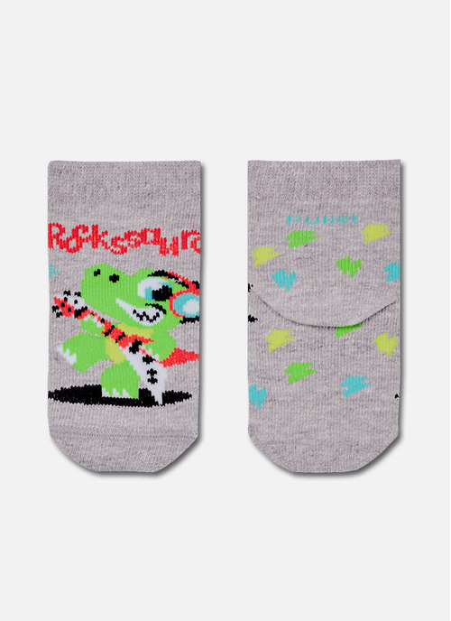 Meia Soquete Bebê Menino Dino Roqueiro