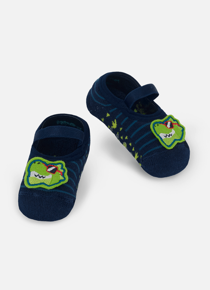 Meia-Sapatilha-Antiderrapante-Bebe-Menino-Com-Aplique-Dino