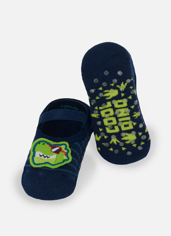 Meia-Sapatilha-Antiderrapante-Bebe-Menino-Com-Aplique-Dino