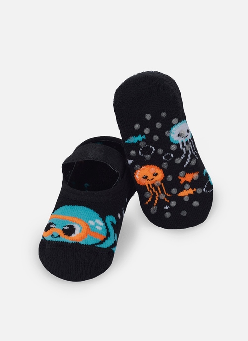 Meia Sapatilha Antiderrapante Bebê Menino Polvo