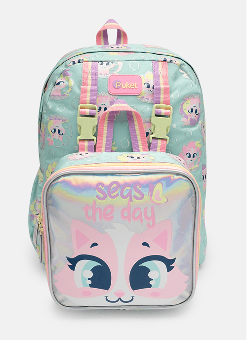 Mochila Costas com Lancheira Gata Sereia