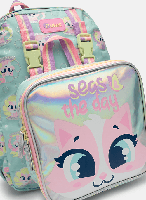 Mochila Costas com Lancheira Gata Sereia