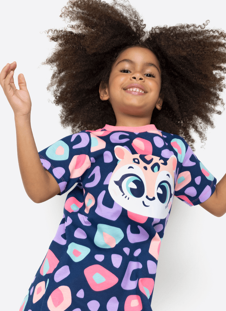 Camisola-Manga-Curta-Algodao-Menina-Onca