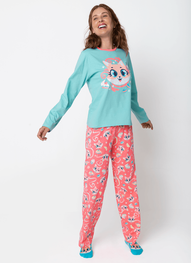 Pijama-Manga-Longa-Algodao-Feminino-Raposa-Confeiteira