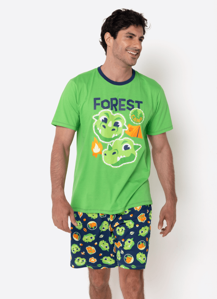 Pijama-Manga-Curta-Algodao-Masculino-Dragao-Camping