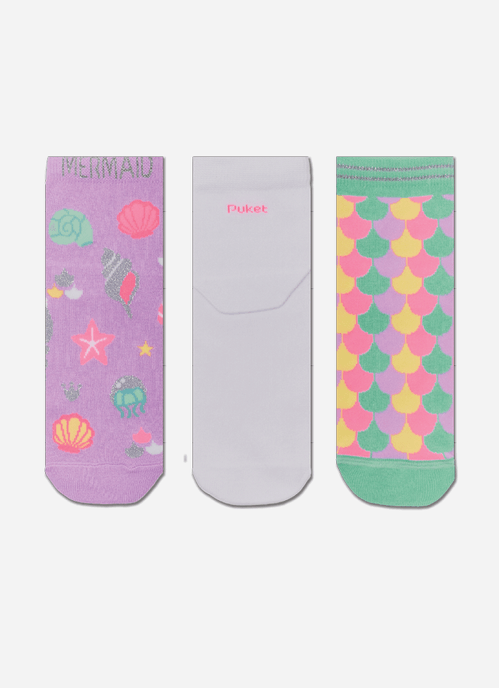 Kit com 3 meias Cano Curto Feminina Sereia