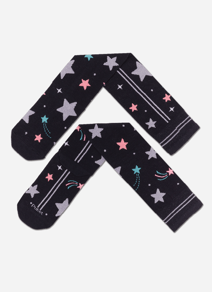 Meia-Cano-3-4-Feminina-Estrelas